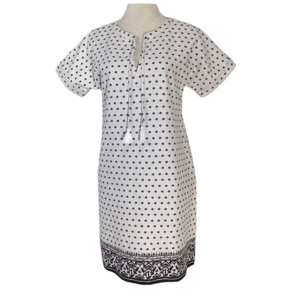 Vineyard Vines Boho Geometric Linen Blend Short Sleeve Shift Dress Size 2 NEW - Picture 4 of 7
